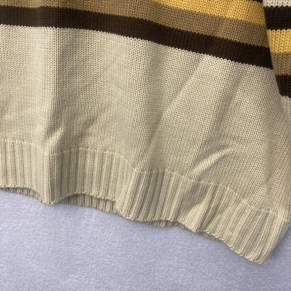 Vintage Y2K bq Oversized Sweater Mens 2XL Beige Brown Stripe Retro Baggy Acrylic - Picture 13 of 16